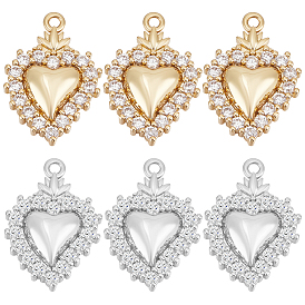 8 шт. 2 цвета стойка покрытие латунь микропаве прозрачные кубические цирконии подвески, чары священного сердца, долговечный