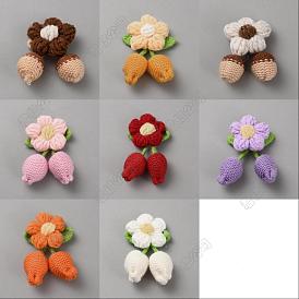 8 piezas 8 colores adornos de flores de algodón hechos a mano de crochet, flor de cerezo artificial, para hacer joyas