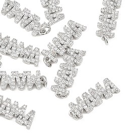 SHEGRACE Mother's Day Brass Clear Cubic Zirconia Pendants, Cadmium Free & Nickel Free & Lead Free, Word MAMA Charms