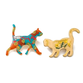 Golden Tone Alloy Enamel Cat Brooch for Women