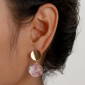 Fashionable Pink Flower Pendant Earrings - Lovely and Cute Ear Studs for Women.