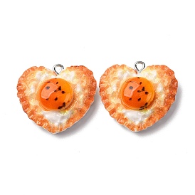 Непрозрачные подвески смолы, жареное яйцо в форме сердца, с платиновым тоном железная петля