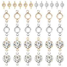 36 шт. 6 стили звенья из латуни с прозрачным кубическим цирконием, подвески с плоским круглым разъемом