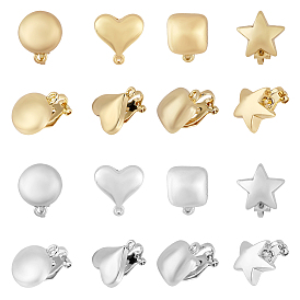 16шт 8 стиль сплав клипсы фурнитура, с горизонтальными петлями, квадратный и плоский круглый и сердце и звезда