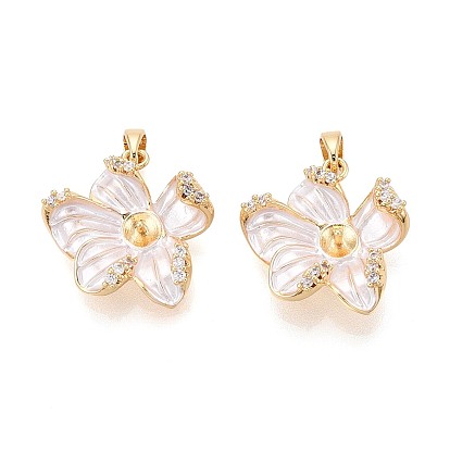 Латунные, окрашенные распылением, гвоздики с кубическим цирконием, за половину пробурено бисера, цветок