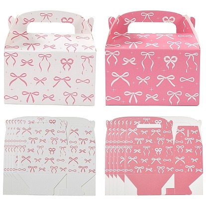 12 шт. 2 Цвета: белый и розовый, бант, напечатанный на бумаге, коробки для конфет, прямоугольные