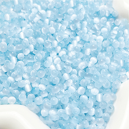 1120 шт. стеклянные бусины с имитацией кошачьего глаза, два тона, круглые