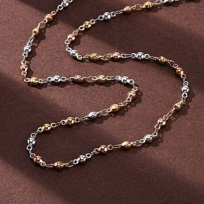 3-цвет 304 ожерелья из шариковых звеньев из нержавеющей стали, ионное покрытие (ip)