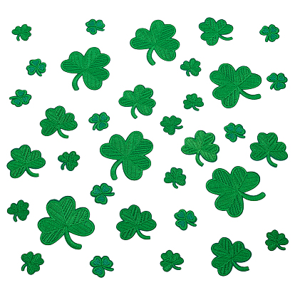 34 шт. 4 стили вышитая тканевая нашивка с клевером, компьютеризированная вышивка тканью утюжок на / шить на заплатках, аксессуары для костюма, аппликация