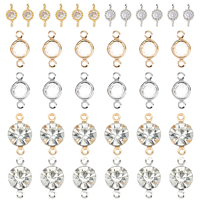 36 шт. 6 стили звенья из латуни с прозрачным кубическим цирконием, подвески с плоским круглым разъемом