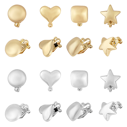 16шт 8 стиль сплав клипсы фурнитура, с горизонтальными петлями, квадратный и плоский круглый и сердце и звезда