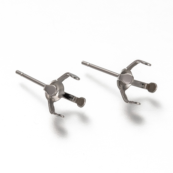 304 Stainless Steel Stud Earring Settings, Prong Earring Settings