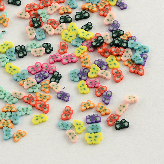 Handmade Polymer Clay Nail Art Decoration Accessories, Butterfly, 2~3x3~4x1~2mm