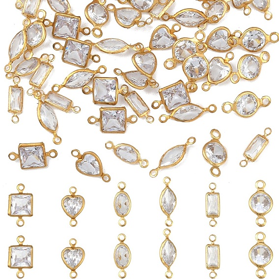 60 шт. 6 стили латунные прозрачные подвески с разъемом из кубического циркония, без кадмия и без свинца, разнообразные