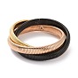 304 Stainless Steel Interlocking Flat Snake Chains Bracelet, Triple Rows Stretch Intertwined Bracelet for Women