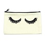 Rectangle Canvas Pen Case, Pen Holder Storage Bag, with Eyelash Pattern & Zipper