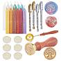 Kits de fabrication de scrapbooking bricolage, y compris les bâtons de cire à cacheter, tampon de cire en laiton et poignées en bois, bâtons de cire en laiton fonte cuillère, bougie et marqueurs