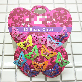 12Pcs Iron Snap Hair Clips, Non-Slip Barrettes Hair Accessories for Girls, Women, Mixed Color