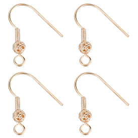 150шт. латунные круглые крючки для сережек с бисером, с горизонтальной петлей