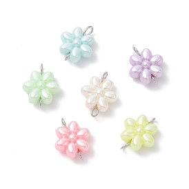 Подвески из акрилового соединителя, цветочные звенья с 304 двойными петлями из нержавеющей стали, разноцветные