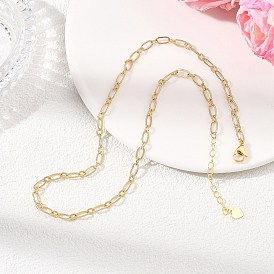 4MM Brass Textured Figaro Chain Necklaces for Women, with 304 Stainless Steel Lobster Claw Clasps