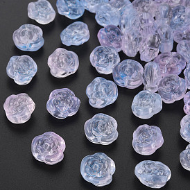 Perles de verre bicolores transparentes à cuire, rose