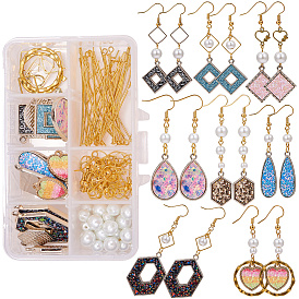DIY Earring Making, with Alloy Pendants, Enamel, Glass Pearl Beads, Alloy Stud Earring Findings and Brass Earring Hooks, Golden & Light Gold