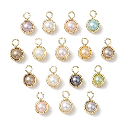 Подвески из круглой медной проволоки с ракушками и жемчугом, золотые