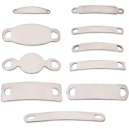 304 Stainless Steel Links Connectors, Blank Tag, Rectangle & Oval & Flat Round