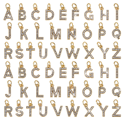 52подвески со стразами из сплава, Письмо ~ Z, с 304 фурнитурой из нержавеющей стали