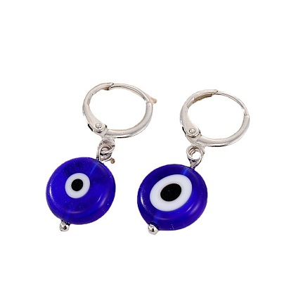Vintage Resin Blue Eye Earrings with Turkish Evil Eye Charm - Exquisite European Style Ear Studs