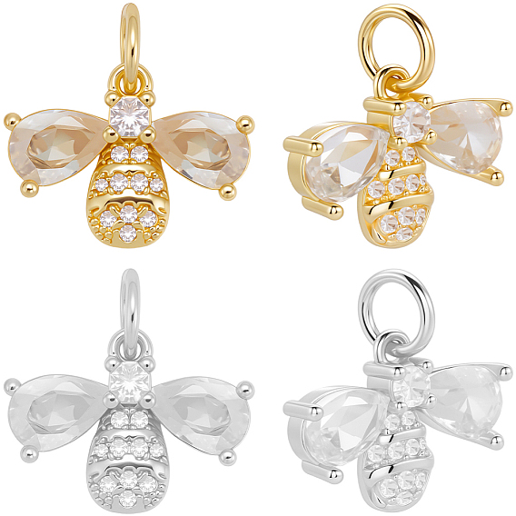 8 шт. 2 подвески из кубического циркония с микропаве из латуни и пчел, без кадмия и без свинца, долговечный, стойки покрытие, с целью перехода в кольце