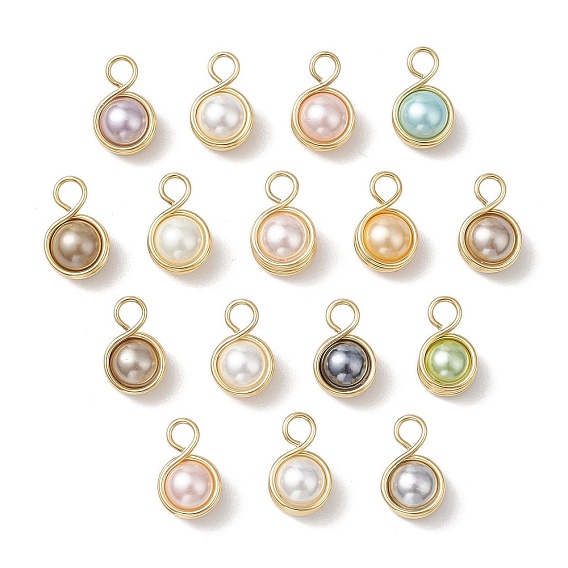 Подвески из круглой медной проволоки с ракушками и жемчугом, золотые