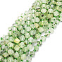 Natural Prehnite Beads Strands, Faceted, Bicone