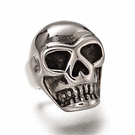 Retro 304 Stainless Steel Slide Charms, Skull Shape