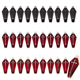 30шт 3 цвета хэллоуин подвески из сплава эмали, гроб с крестом