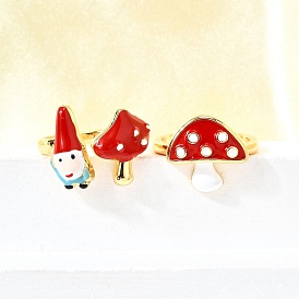 Латунные эмалевые манжеты открытые кольца для женщин, без кадмия и без свинца, гриб