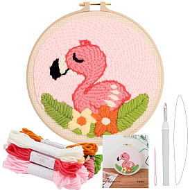 Стартовые наборы для вышивания иглами для начинающих, в комплекте пяльцы и нитевдеватель, ткань, нить и игла для прокалывания