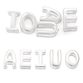 5шт. 5 стили 925 полые бусины с инициалами из стерлингового серебра, серебряный цвет гальваническим