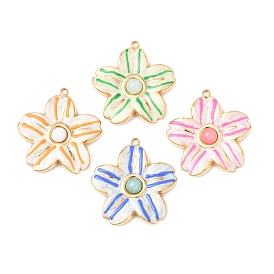 304 подвески из нержавеющей стали, цветок, с эмалью