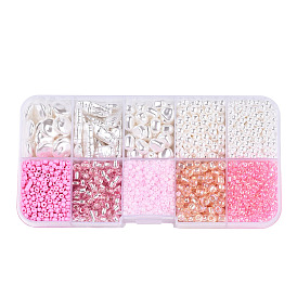 DIY 10 Style ABS & Acrylic Beads Jewelry Making Finding Kit, Heart & Barrel & Round & Flat Round & Imitation Pearl