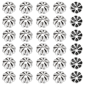 30шт. ретро 925 колпачки для бусин из стерлингового серебра, цветок, с замшевой тканью из поликарбоната квадратной серебряной полировальной салфеткой