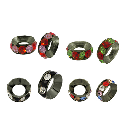 Латунные бусины разделители для поставки стразов, класс А, рондель, металлический черный 