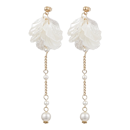 Акриловые уха шпильки, с железными витыми цепями и 304 фурнитурой для сережек-гвоздиков из нержавеющей стали, цветок