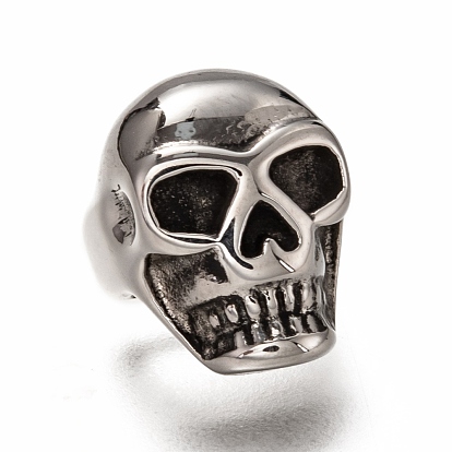 Retro 304 Stainless Steel Slide Charms, Skull Shape