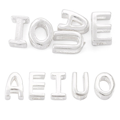 5шт. 5 стили 925 полые бусины с инициалами из стерлингового серебра, серебряный цвет гальваническим