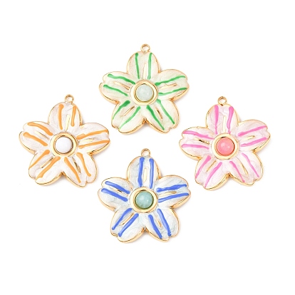 304 подвески из нержавеющей стали, цветок, с эмалью