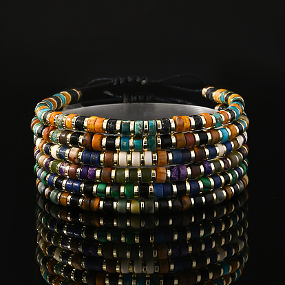 Этнический стиль натуральные смешанные драгоценные камни столбчатые бусины плетеные браслеты из бисера для мужчин и женщин, с немагнитного гематита