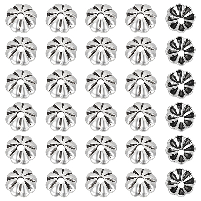 30шт. ретро 925 колпачки для бусин из стерлингового серебра, цветок, с замшевой тканью из поликарбоната квадратной серебряной полировальной салфеткой