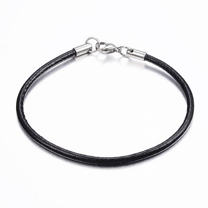 Leder Schnur Armband machen, mit 304 Edelstahl Zubehör